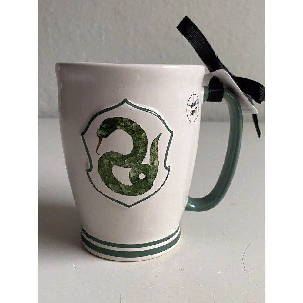 Rae Dunn Hogwarts Slytherin House Mug Harry Potter Double Sided Snake NEW